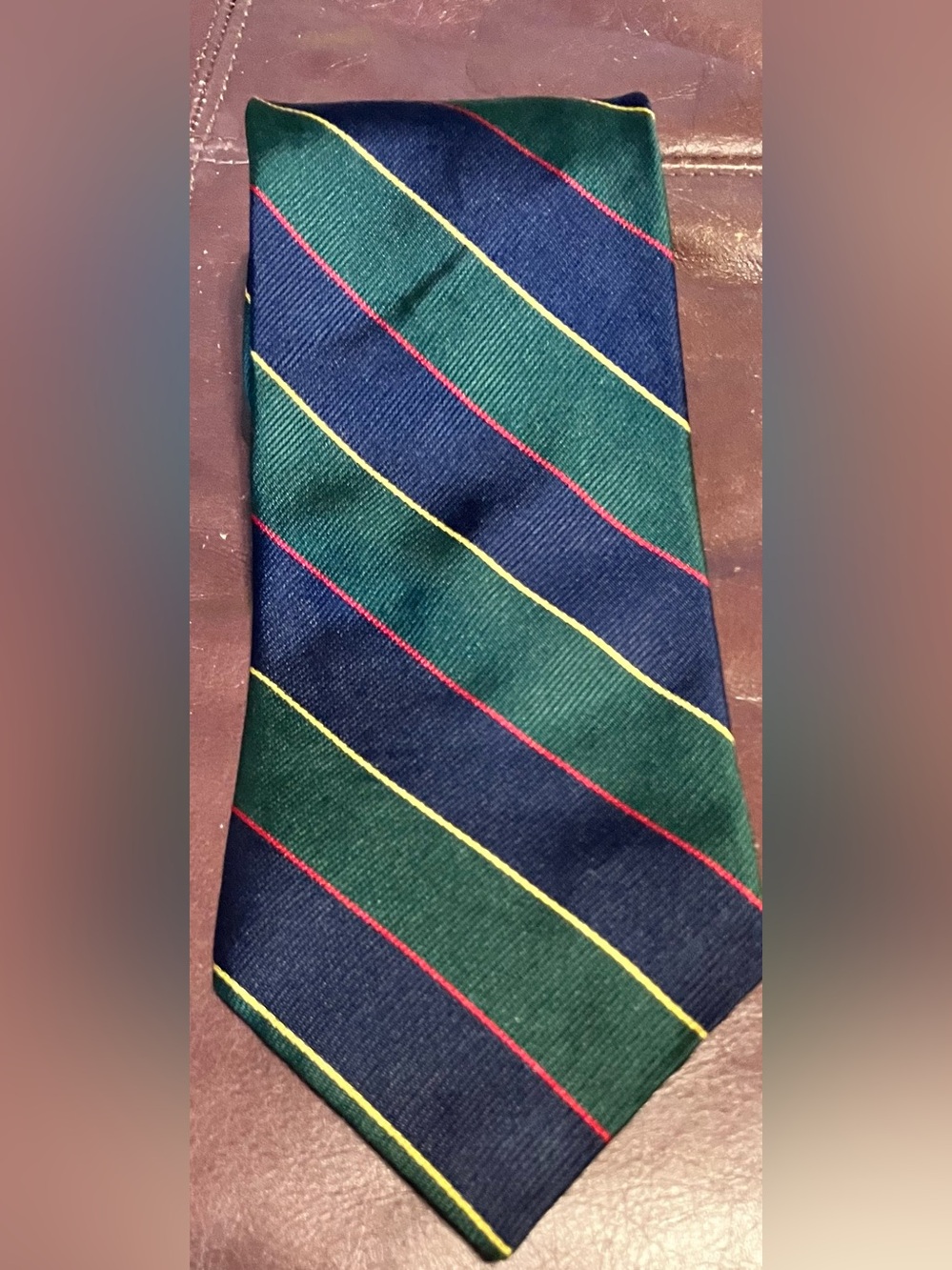 Sturbridge Classic Green & Navy Striped Men's Repp Tie